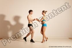 Underwear Woman - Man White Slim Short Brown Dancing Dynamic poses Academic